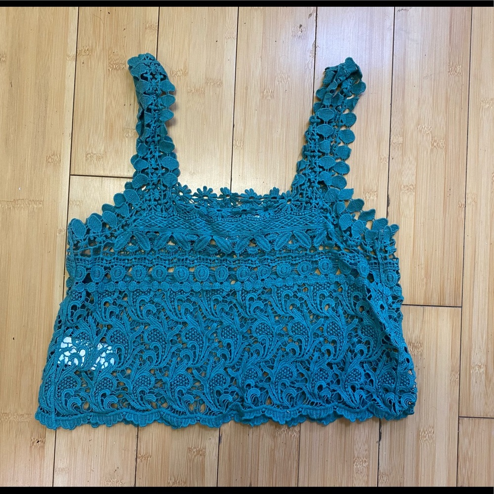 Crochet Teal Crop Top